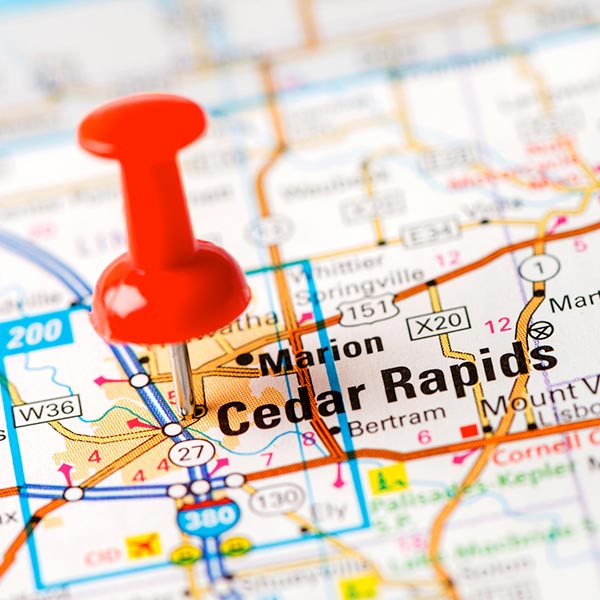 Cedar Rapids on a map