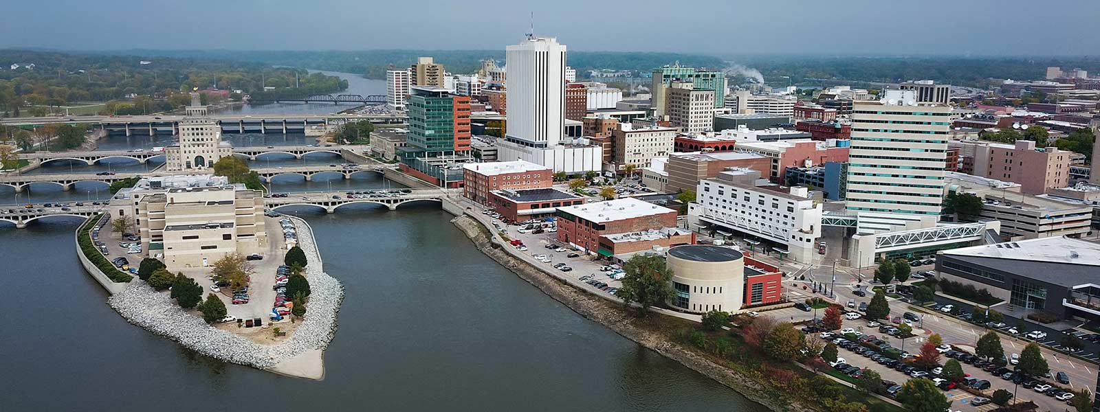 A wide shot of Cedar Rapids