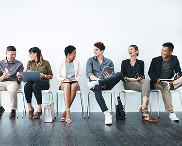 Job candidates waiting for hiring interview